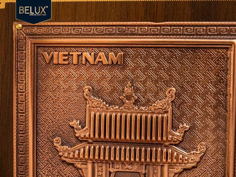 Hộp tranh Khuê Văn Các bằng đồng đỏ 22x17cm